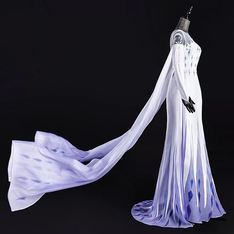 Snow Queen Elsa White Dress Princess Cosplay Costume Women Adult Halloween Carnival Costume Girls Long Cloak Party Fancy Dresses