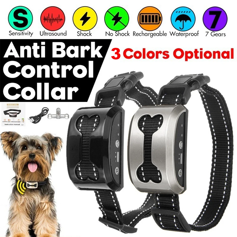 Pet Dog Anti Bark Guard Waterproof Auto Anti Humane Bark Collar Stop Dog Barking Rechargeable Shock Safe USB Electric Ultrasonic