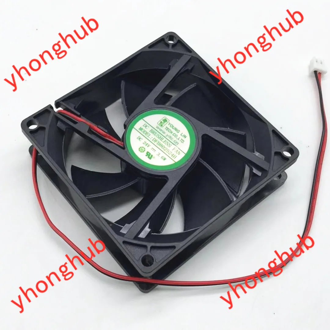 

Young Lin DFB802524H DC 24V 3.6W 80x80x25mm 2-Wire Server Cooling Fan