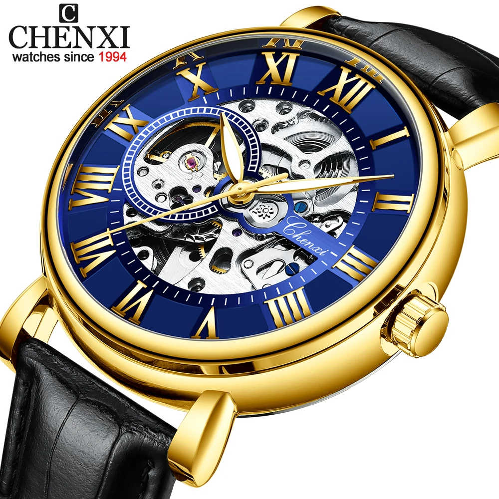 

CHENXI Luxury Mens Mechanical Wristwatch Waterproof Automatic Tourbillon Skeleton Watch Men Leather Business Clock Reloj Hombre