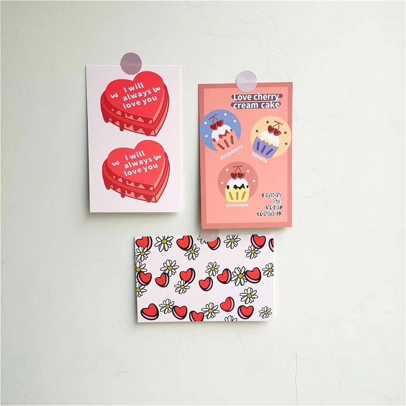 Loving Cake Double Sided Decorative Birthday Cards Square Metope Decoration Painting Postcard Notebook Photo Props Wall Sticker