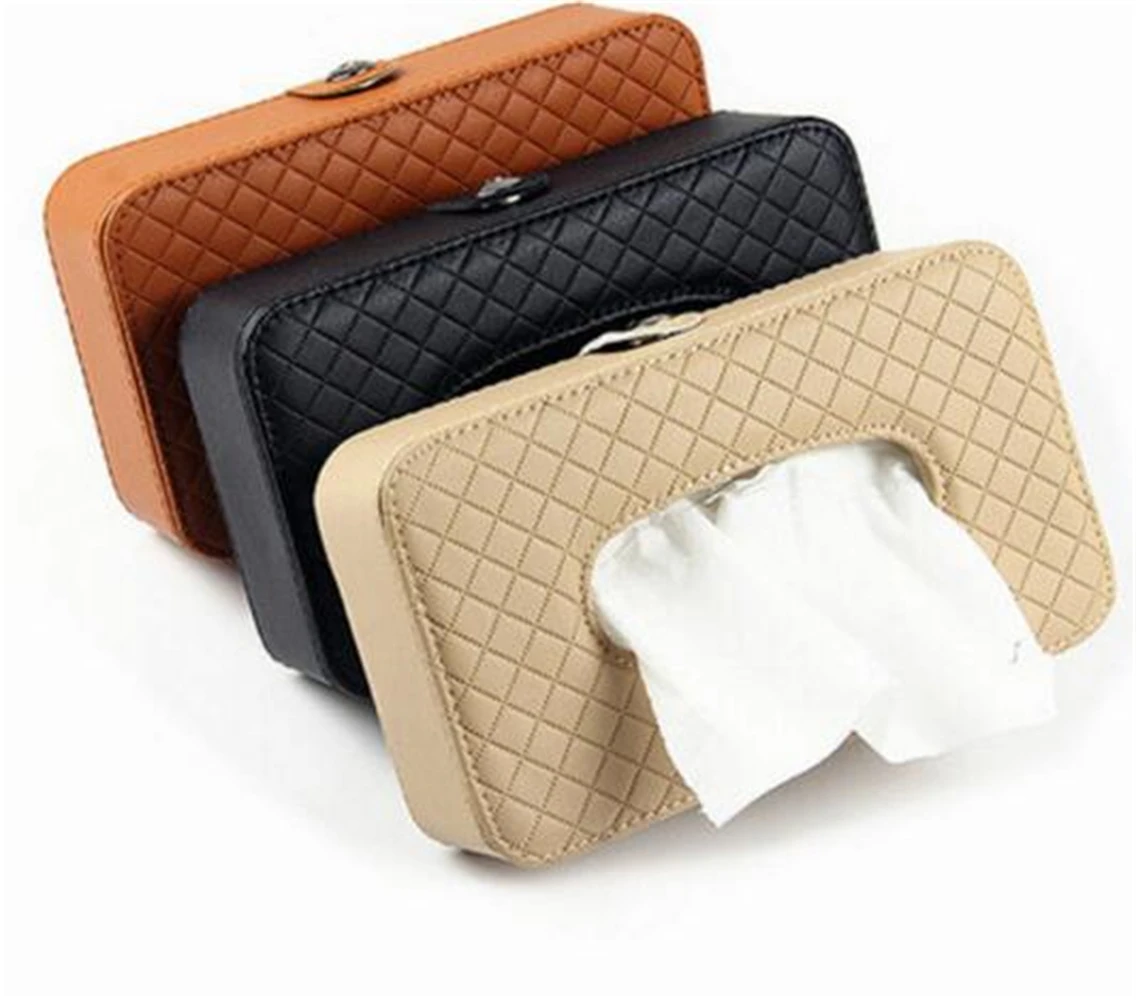 

Car Tissue Box PU Leather Sun Visor Type Tissue Boxes Napkin Holder Auto Interior Accessories