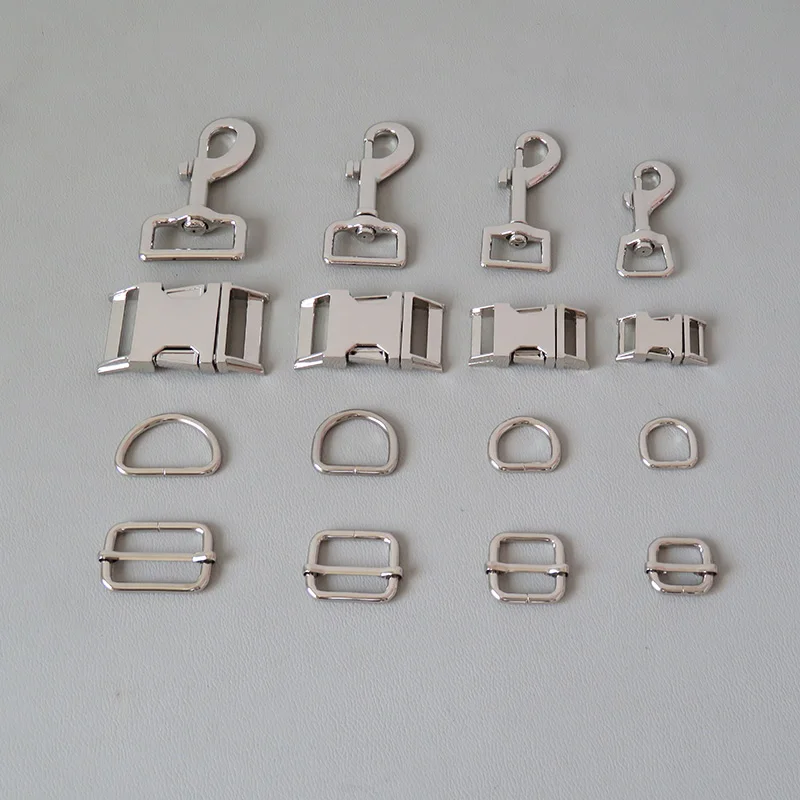 

100Sets/Lot Wholesale Metal Buckle Adjuster D Ring Snap Hook For Pet Dog Collar Leads Leash Lock Lobster Clasp DIY Accessories