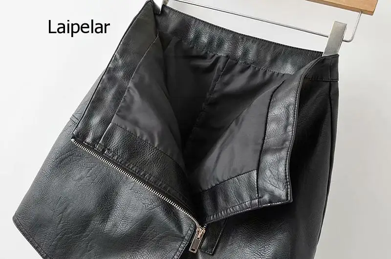 Pu Leather Asymmetrical Women Solid Skirt 2021 Ladies Zipper Mini Skirts Spring Summer Sexy Short Faux Leather Clothing