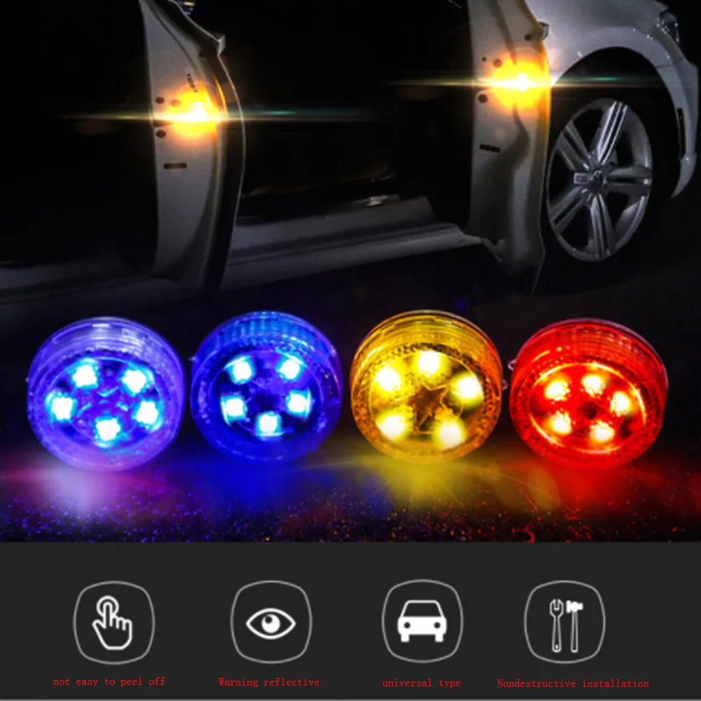 

2Pcs Car Door Warning Light Decorative Lamp Caution Lights Wireless Magnetic Attraction