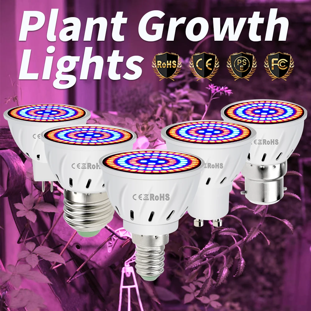 E27 Full Spectrum Lamp 220V LED E14 Grow Light GU10 Fitolamp MR16 LED Bulb For Seeds 48 60 80leds Plant Seedling Growth Light B2