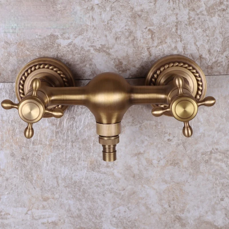 

Copper Antique Washing Machine High Temperature Resistant Faucet European Hot and Cold into the Wall Pure Copper Mixing Valve