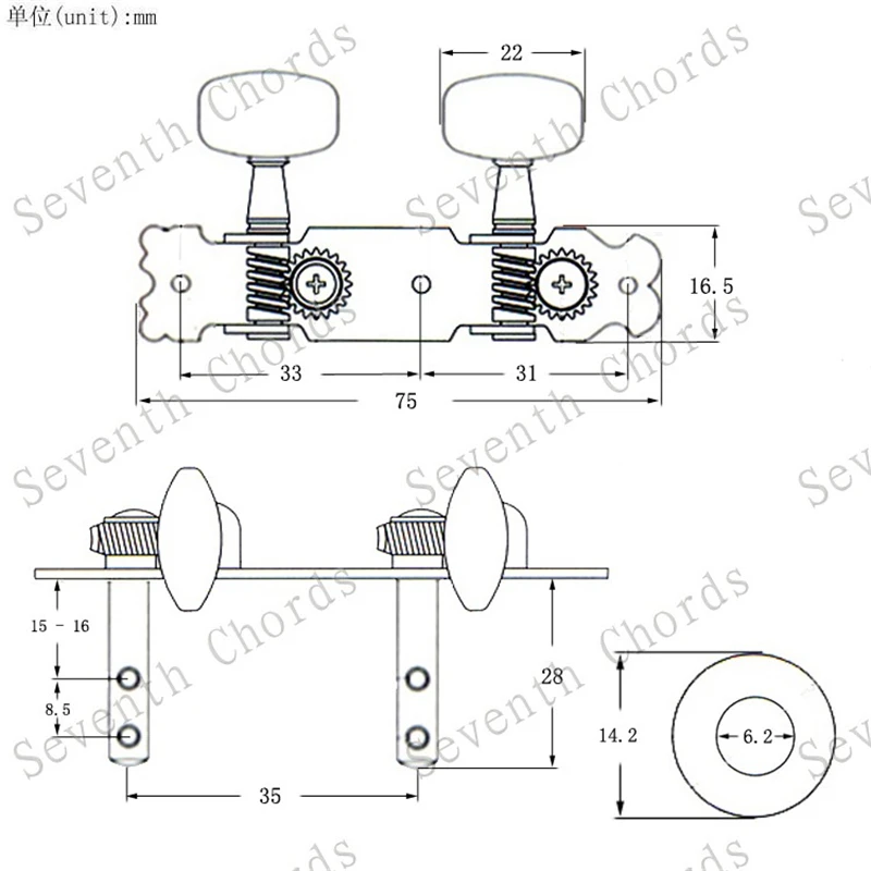 2 Teile/satz Ukulele String Tuning Pegs Tasten Ukulele Mechaniken Tunersguitar Zubehör Teile Chrom Musical Instrument – Detail 7