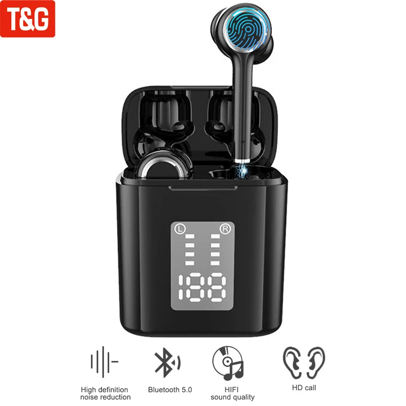 TG905 wireless bluetooth 5.0 Mini In-ear Waterproof Sport headset With Charger Box HIFI Headset  Microphone mobile smart touch