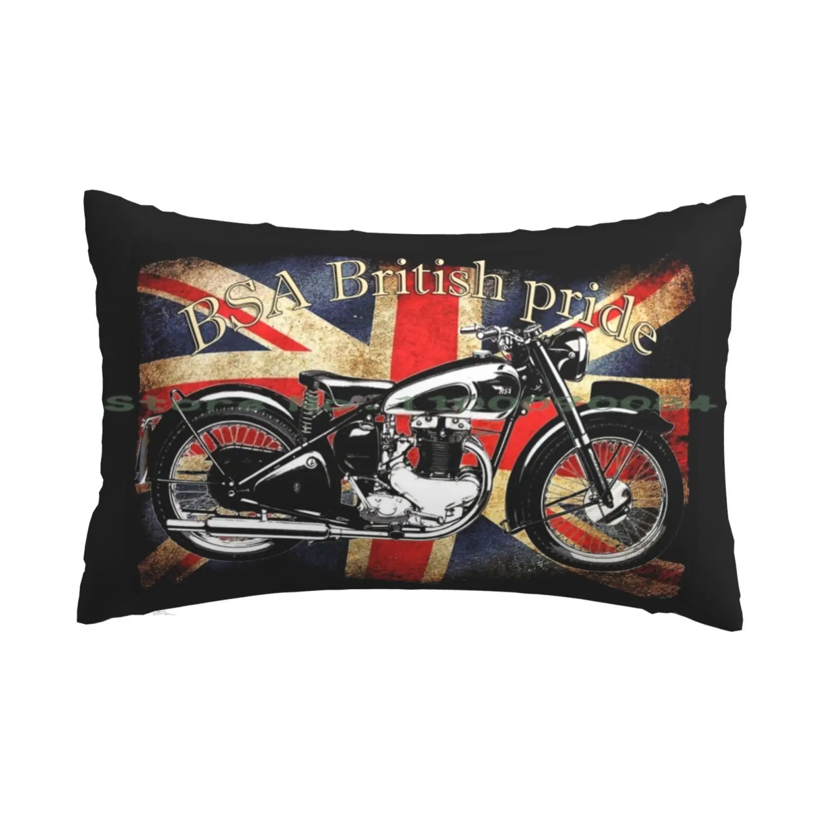 Vintage Classic British Bsa Motorcycle Icon Pillow Case 20x30 50*75 Sofa Bedroom Retro Revival Art By Patjila Blue Black