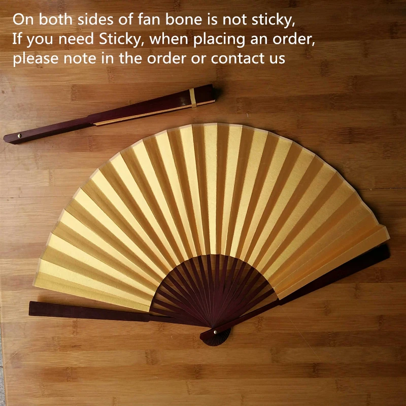 DIY Xuan Paper Gold Decoration Fan with Bamboo Ribs Chinese Folding Hand Fan for Arts, Calligraphy & Home Decor 9.4\