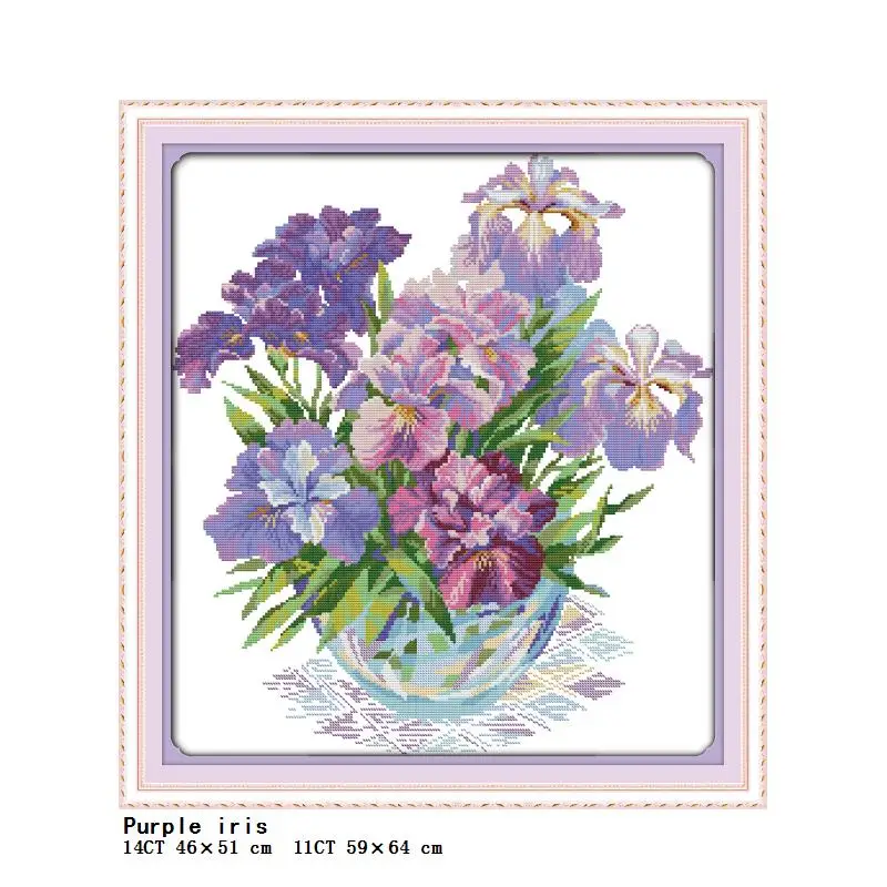 Bella modello di fiore serie punto croce set iris orchidea 11CT 14CT stamping Cinese punto croce ricamo set cucito