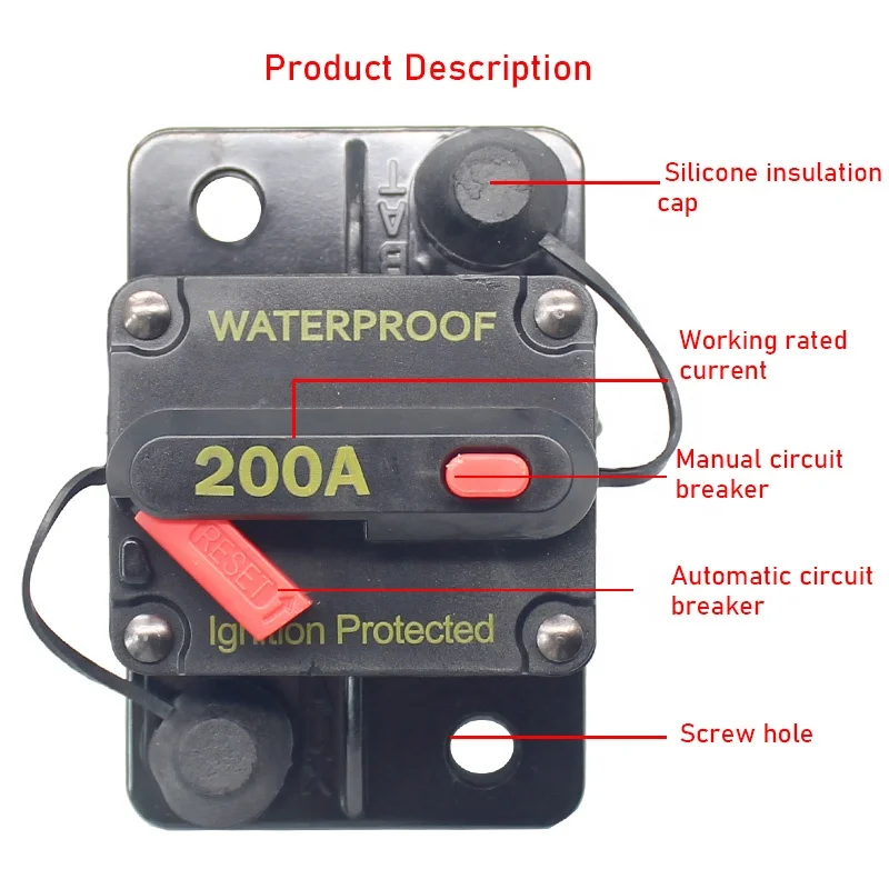 Auto Car marine 200A DC 48V Surface Mount Battery Overload Protector Circuit Breaker