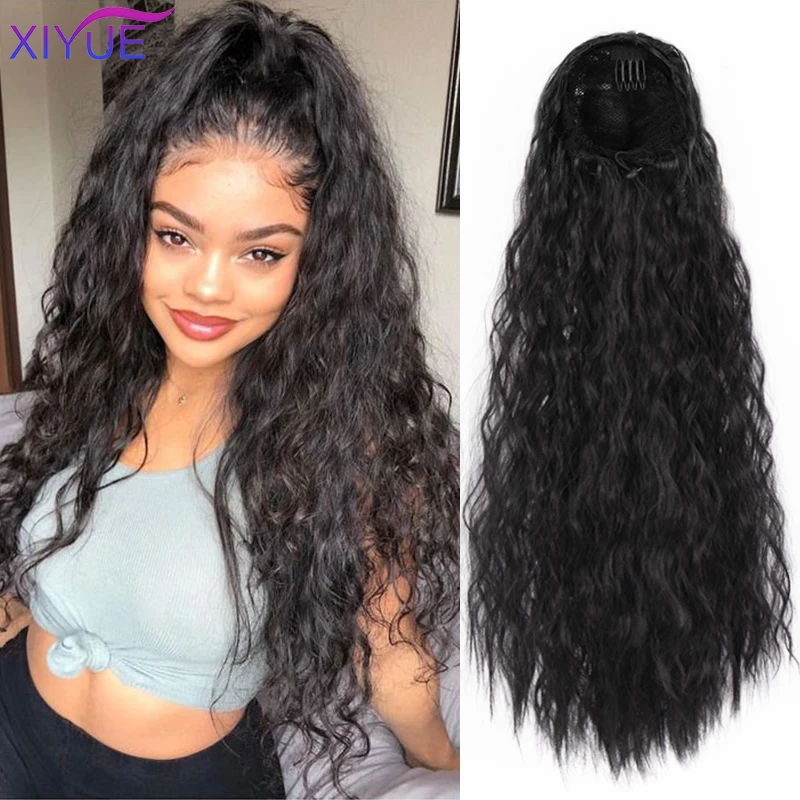 

Beauty Drawstring Afro Kinky Curly Ponytail Hair Indian Hair Extensions Pony Tail for Women Black Brown Clip in Ponytail Hair