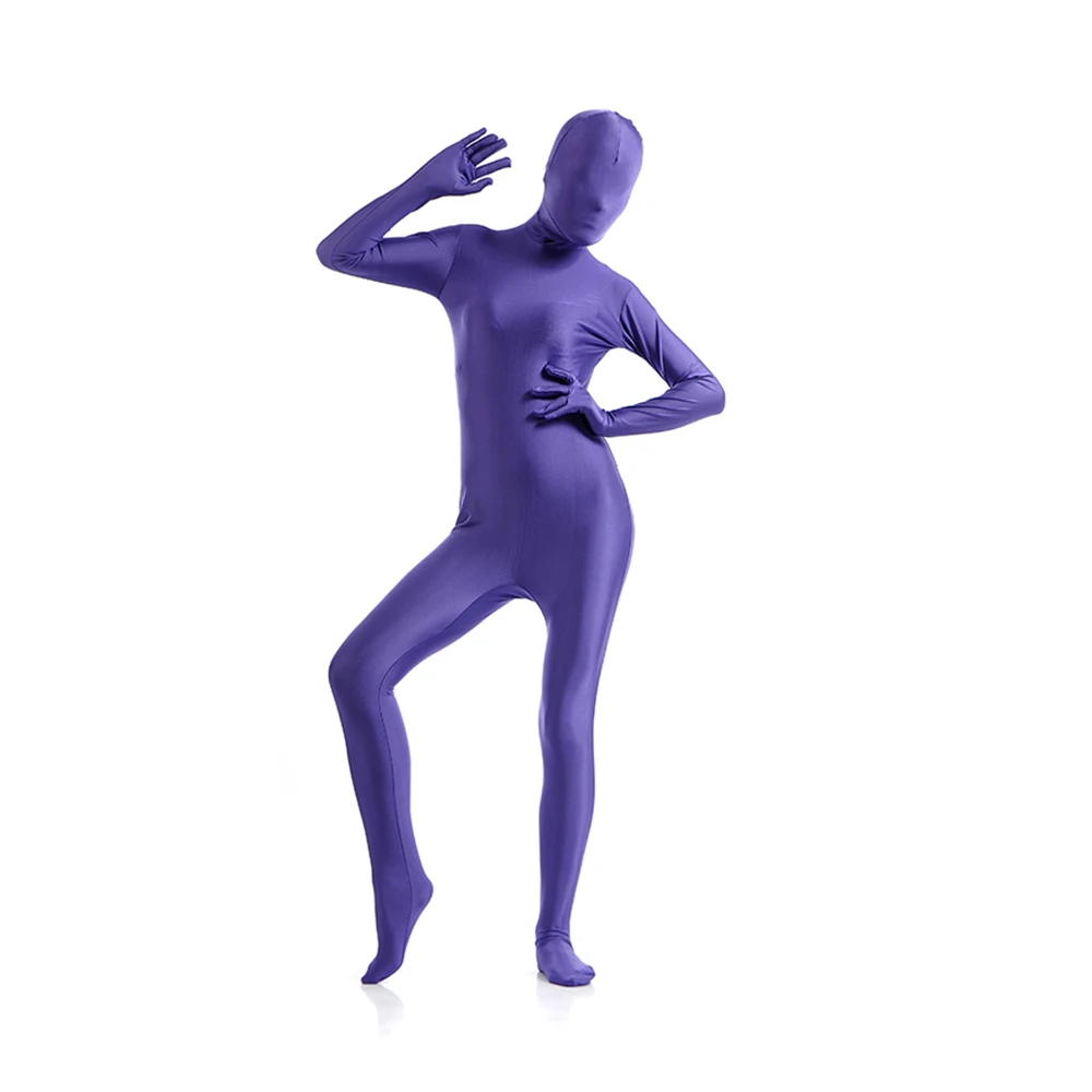 Zentai – Costumes personnalisés pour adultes, combinaison complète pour la peau, Catsuit d'halloween, avec fermeture éclair à l'entrejambe, yeux et bouche ouverts