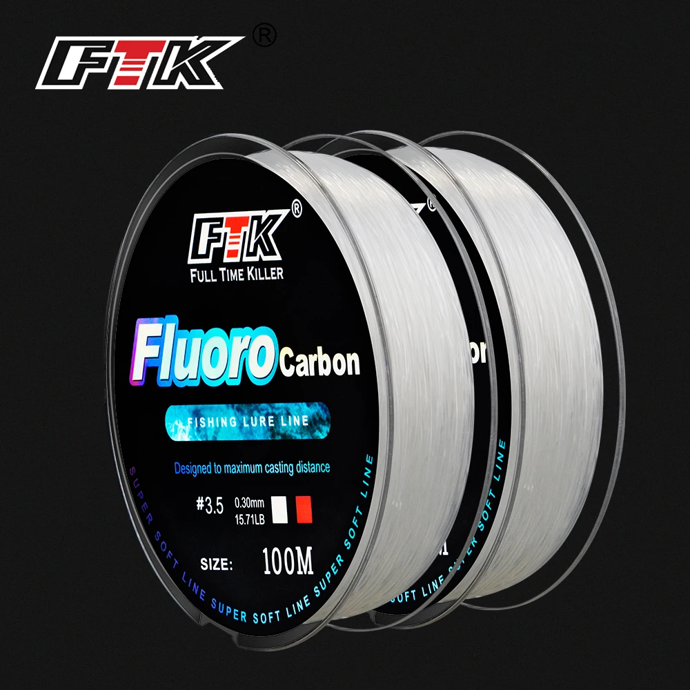 FTK Fluorocarbon Fishing Line 100M 4-34LB Carbon Fiber Leader Line Fly Fishing Wire Monofilament Carp Wire Leader Line