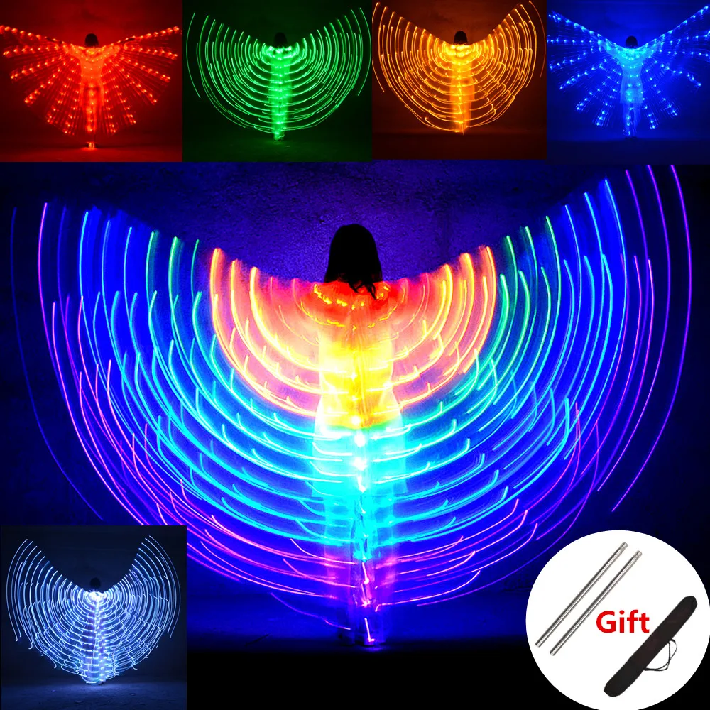 Taniec brzucha LED Wings występ dla dzieci fluorescencyjny motyl Isis Wings taniec brzucha Bellydance karnawałowe kostiumy Led pokazuje