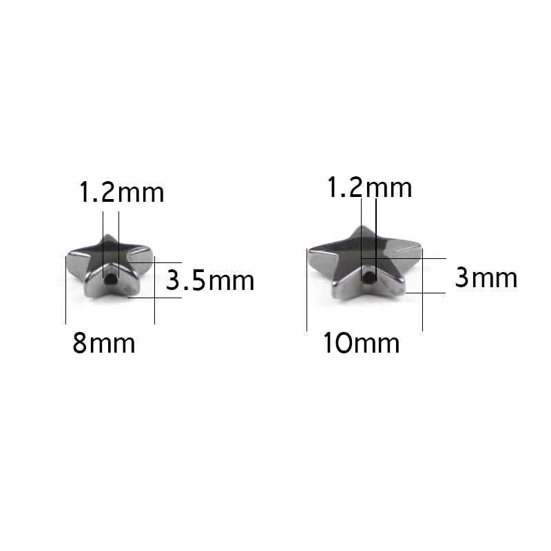 WLYeeS Convex Star shape Hematite Beads Natural Black Stone 8mm 10mm Spacer Loose beads for Earring Jewelry Bracelet Making DIY image 2