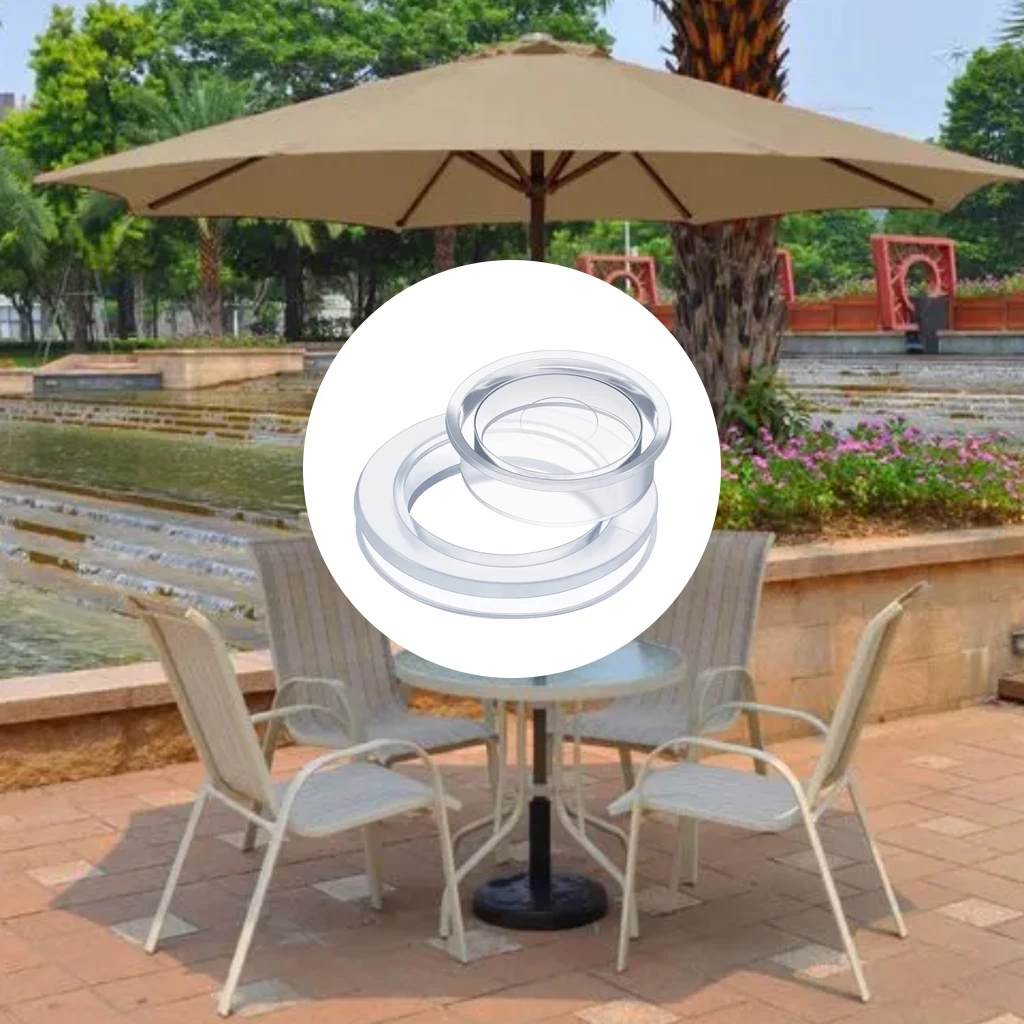 Umbrella Thicker Hole Ring Plug and Cap Set for Outdoors Patio Beach Yard Table 2 Inch Standard Size Transparent