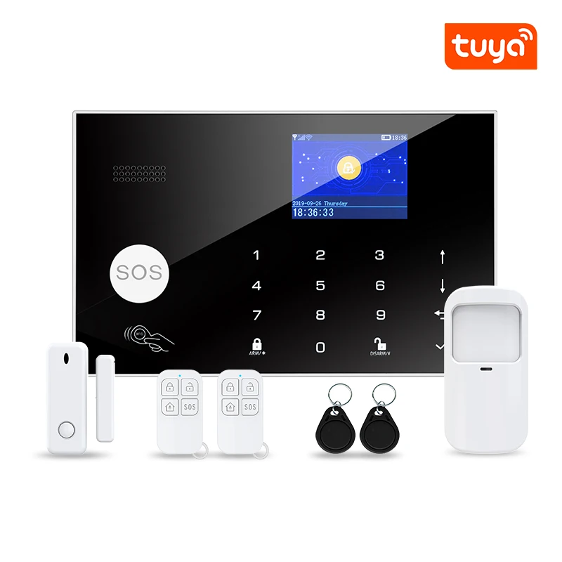 2.4inch TFT Screen Tuya Remote Control Smart Home Security Alarm System Wireless 4G & WIFI  Burglar Alarm Sensor