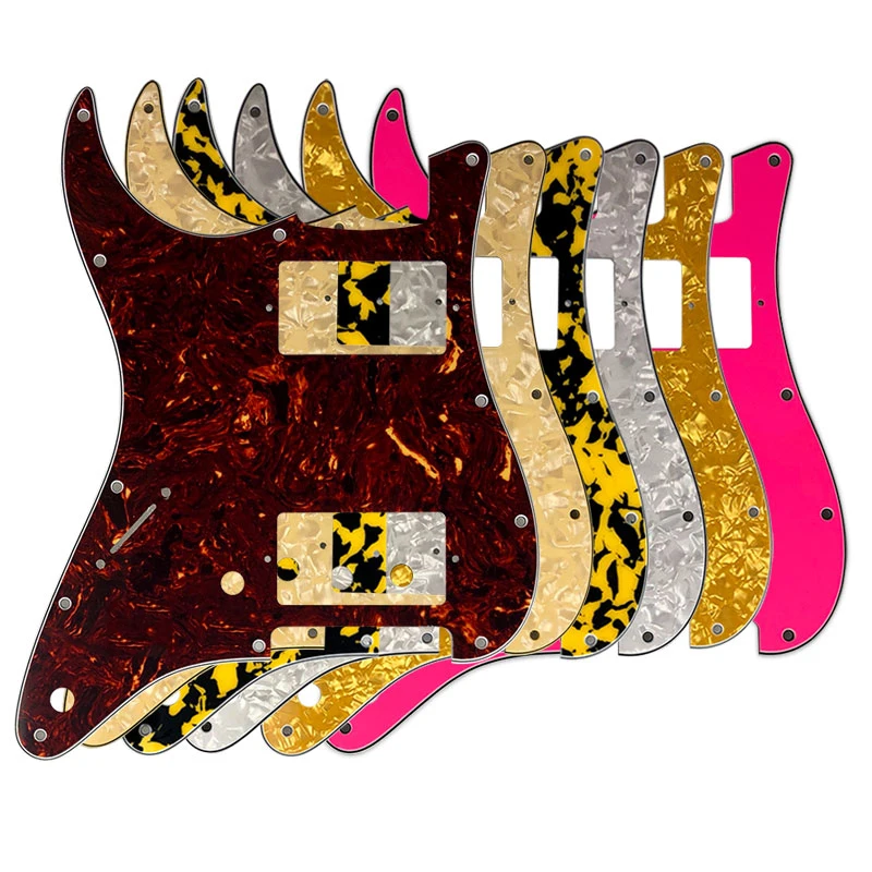 Guitar Pickguard - For FD Strat Left Handed 11 Screw Holes HH PAF Humbucker Scratch Plate 2 Control Holes Various Color Choice