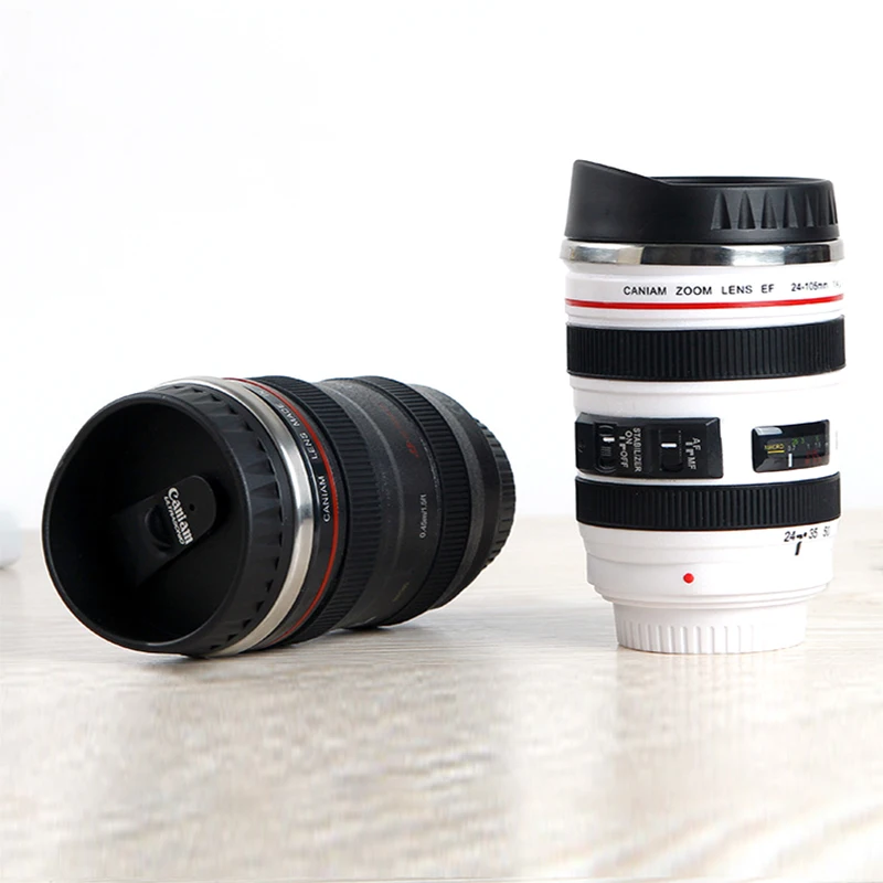 一眼レフカメラ付きステンレススチールコーヒーマグ,EF24-105mm,1:1スケール,クリエイティブギフト