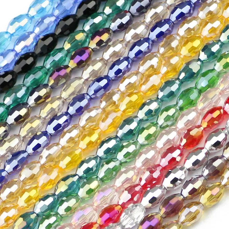 HGKLBB Rice grains Upscale Austrian crystal beads 50pcs 6*8mm oval shape Loose Glass beads Jewelry making bracelet Necklace DIY