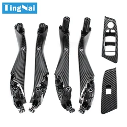 Car Interior Door Carbon Fiber Inside Handle Window Switch Cover Trim For BMW 5 Series G30 G31 G38 F90 2017 2018 2019 2020 2021