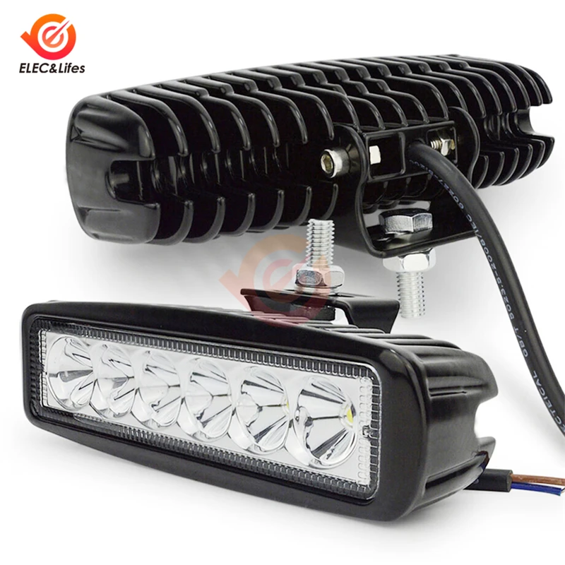 6 inch 12V 18W 6 LED Offroad Car Work Light Spotlight Daytime Running Light 6*3W Flood Beam For Jeep 4x4 ATV 4WD SUV Car Styling