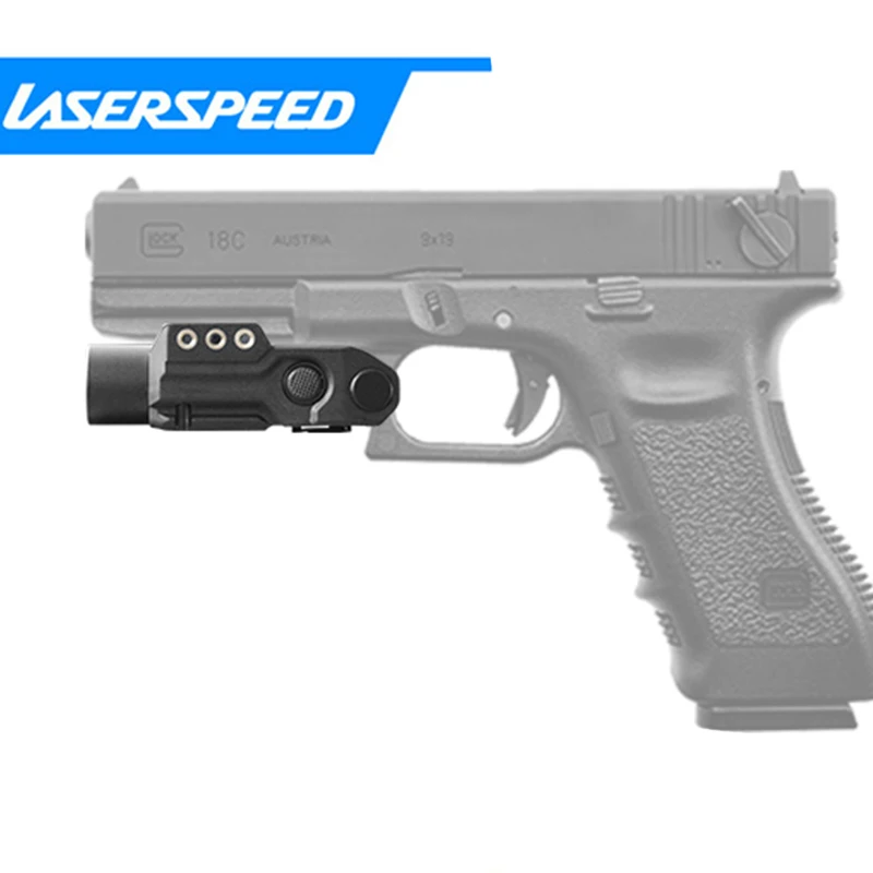 Laser Kecepatan Senjata Taktis Lampu Pistol 450 Lumen Output Tinggi Konstan/Sesaat/Strobe Senter LED Cahaya Putih Cocok Glock 17