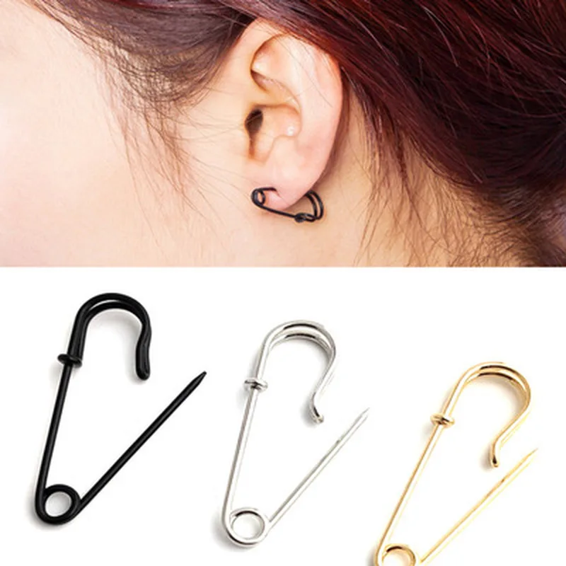 

Safety Pin Stud Earrings Punk Rock Style Earrings Exquisite Women Man Fashion Jewelry Ear Cuff Accessories