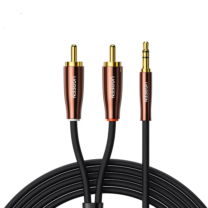 Ugreen RCA Cable 2RCA to 3.5MM AUX Audio Line Jack for Home Theater Stereo Audio Cable Braided