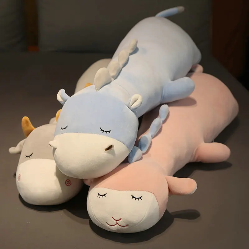 80-160CM Soft Stuffed Alpaca Sheep Hippo Plush Pillow Animal Long Pillow Sleeping Plushie Cushion Boys Girls Birthday Gifts