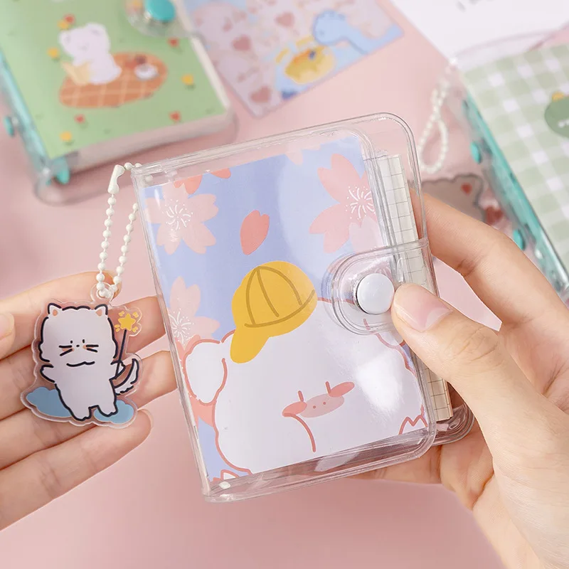 Creative Cute Transparent 3 ring Mini Loose-leaf Hand Book Student Portable Notebook ring binder To Do list Notepad Planner