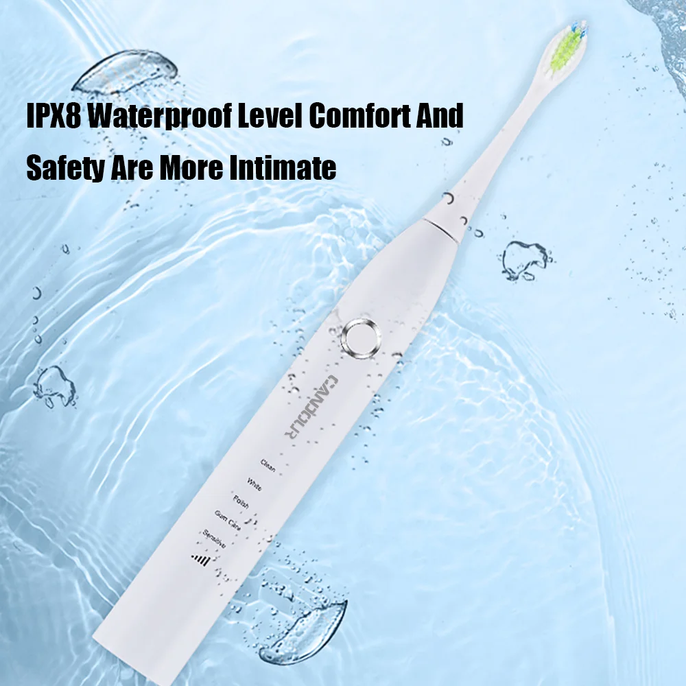 CANDOUR CD5168 Sonic Tooth brush USB Rechargeable adult Electric Toothbrush IPX8 Waterproof Ultrasonic 15 Mode with Travel box