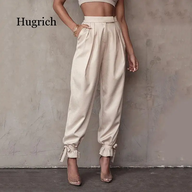 

2021 Women's Spring and Summer New Fashion High Waist Lace Up Leg Pants