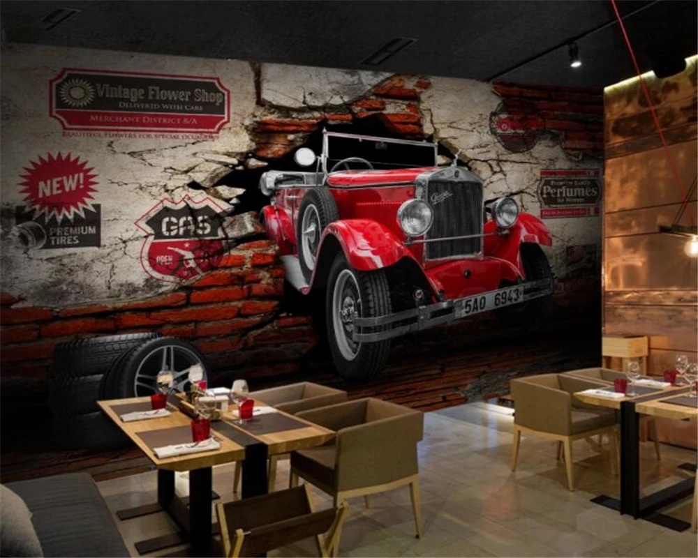 Custom wallpaper retro car restaurant hotel background wall murals home decoration tooling vintage car 3d wallpaper