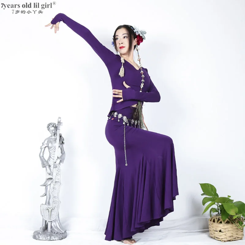 Roupa de dança do ventre de chamas, fantasia oriental + saia de 2 peças