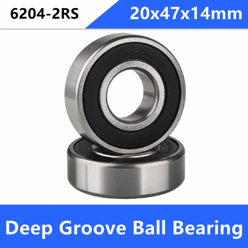 

20pcs/lot 20x47x14mm 6204RS 6204-2RS 6204 2RS Double cover ball bearings 20*47*14mm Deep Groove Ball Bearing