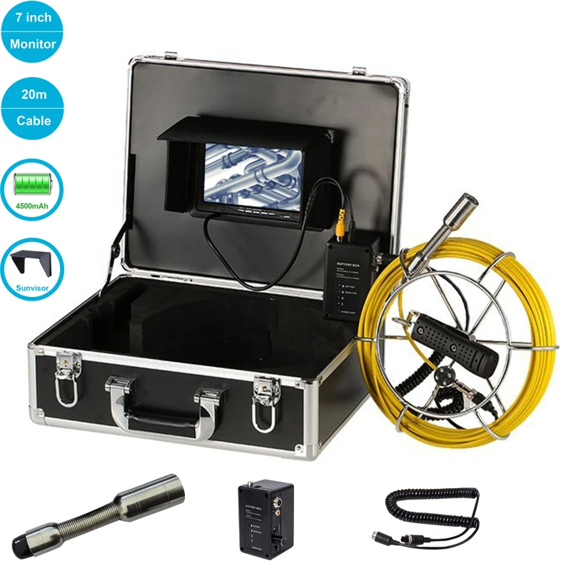 Waterproof 1000TVL 23mm Lens Industrial Endoscope 20M Cable 7