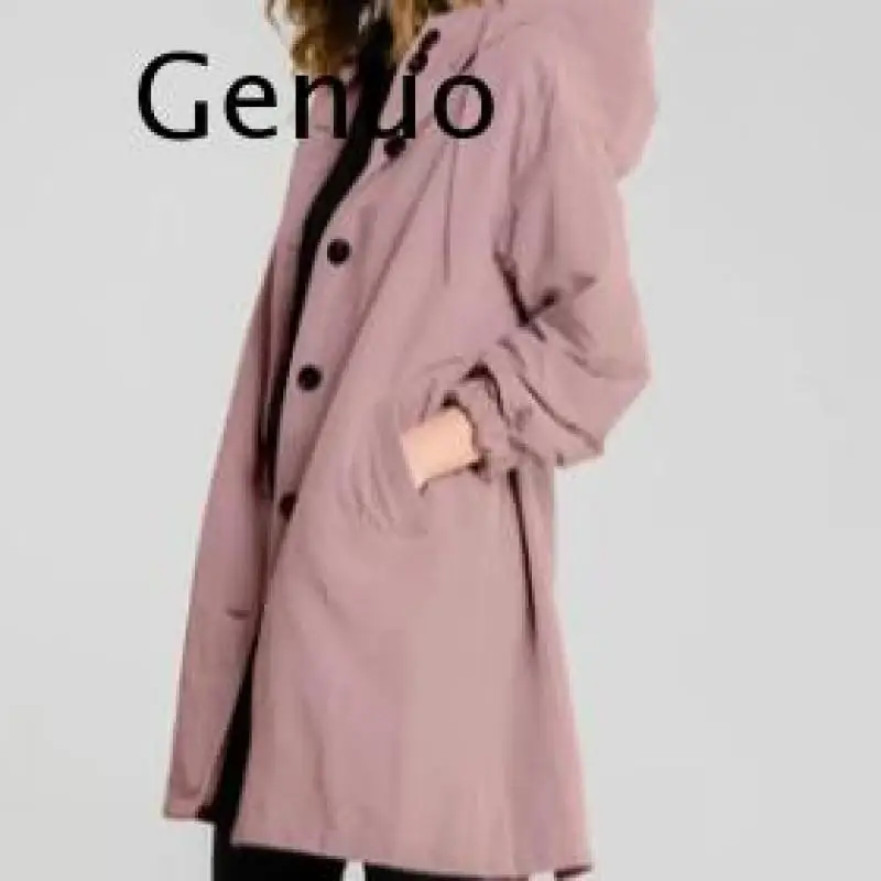 

Fashion Casual Hooded Casual Sport Sashes Office Chic Women's Windbreaker Jacket Casual Street Fashion Autumn New Abrigo Mujer