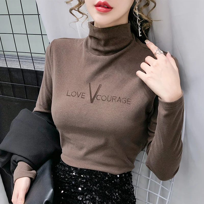 

New Spring Top Sexy T Shirt Women Elasticity T-Shirt Korean Style Tee Woman Clothes Slim Tshirt Female Skinny Long Sleeve Tops