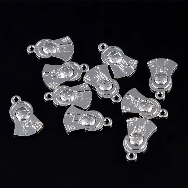 Catholic oval Virgin Mary medal charm necklace fashion craft jewelry bracelet accessory making view 2