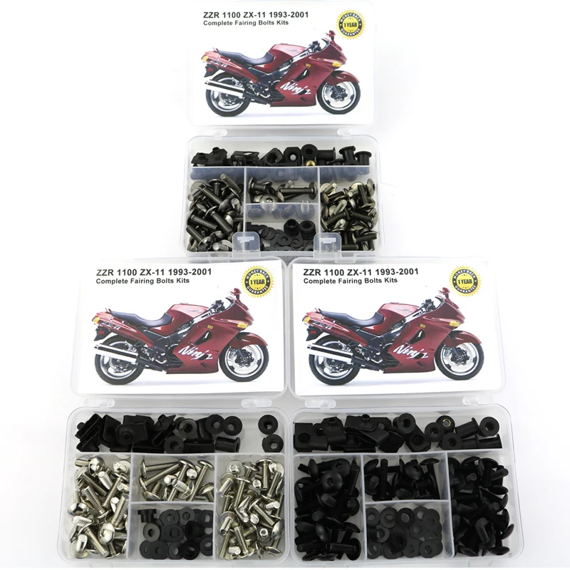 

Fit For Kawasaki ZZR1100 ZX-11 1993-2001 Motorcycle Complete Full Fairing Bolts Kits Screws Steel Bodywork Speed Nuts Bolt