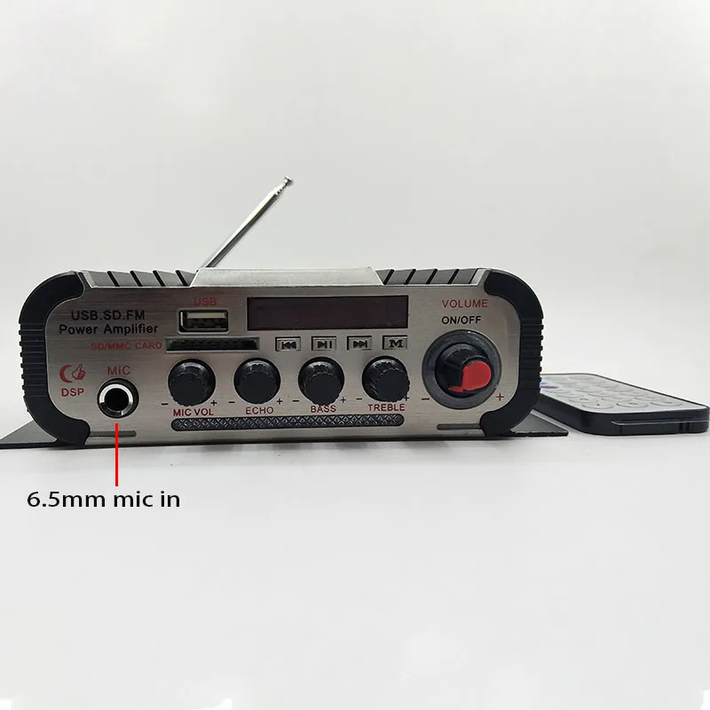 4.0 Channel Bluetooth Stereo HIFI Amplifier Support 6.5mm Mic Home Theater With 12V5A Power & AV Cable USB SD FM Karaoke Amp