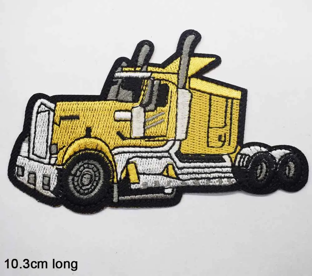 Cool Excavator Concrete Fire Truck Semi Tractor Trailer Trucks Iron on Embroidered Embroidery Clothes Patch For Clothing Boys