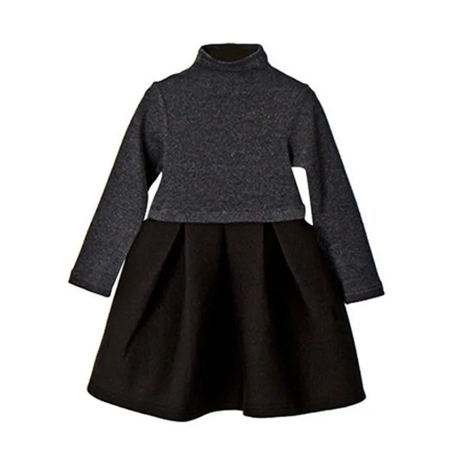 Neue Mädchen Winter High Neck Kleid Baumwolle Elegante Teenager Kinder Kinder Langarm Herbst Winter Falten Prinzessin Kleid Kleidung