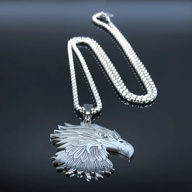 

2024 New Stainless Steel Jewish Eagle Necklace for Men Silver Color Necklaces Jewelry collar acero inoxidable mujer N7514S03