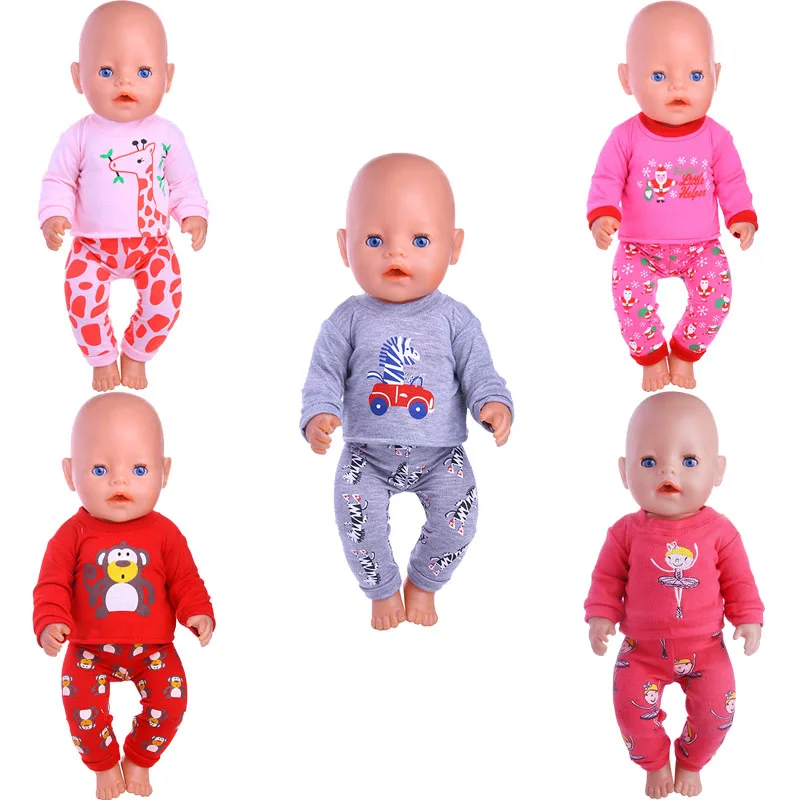 Doll Pajamas Animal Cute Top Casual Home Wear For 18 Inch American Doll Girl & 43 Cm New Born Baby Item,Our Generation,Girl Gift