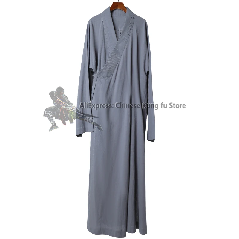 Soft Cotton Linen Buddhist Monk Robe Shaolin Kung fu Suit Martial arts Tai Chi Wing Chun Uniforms Meditation Dress